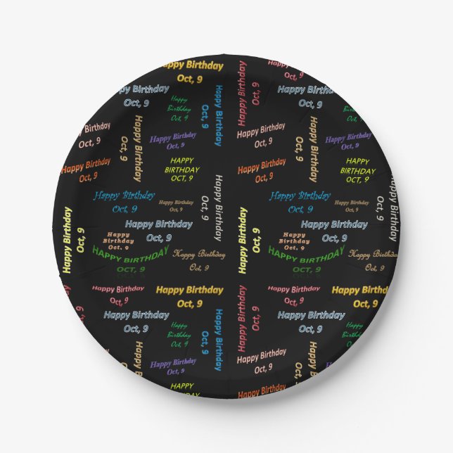 Paper Plates October, 9 Birthday (Front)
