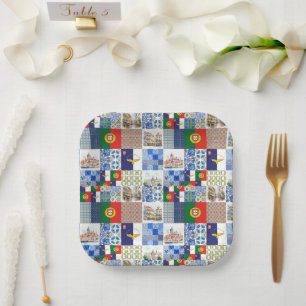 Paper Plates of Portugal Flag and Azores Flag