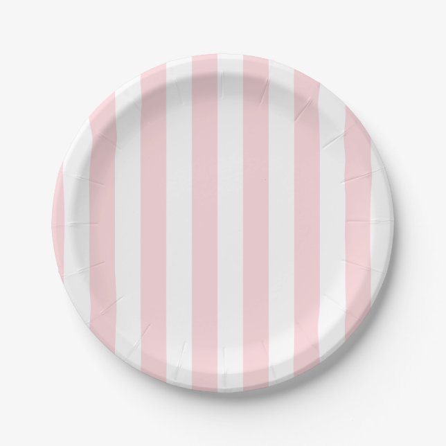 Paper Plates, Pink Stripe Birthday Plate (Front)