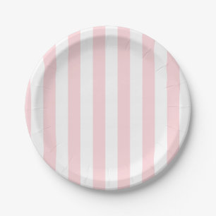 Paper Plates, Pink & White Stripe Birthday Plate