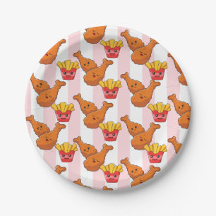 Paper Plates, Pink & White Stripe French Fries Plate