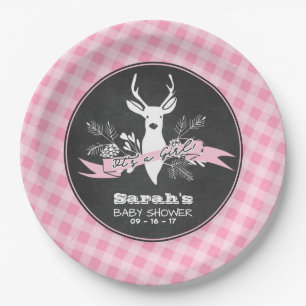 Paper Plates - Pink Woodland Baby Shower