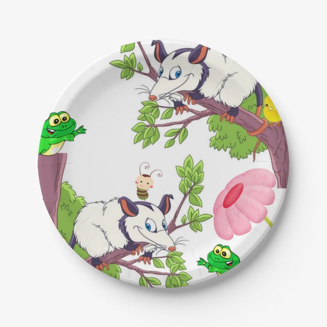 Paper Plates Possum Chicks Frog Floral  (Front)