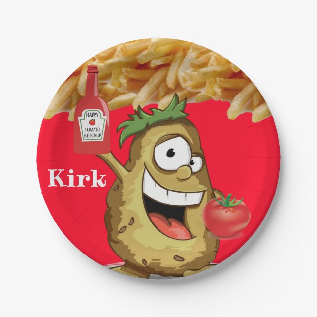 Paper Plates, Potato French Fries Ketchup Paper Plate (Front)