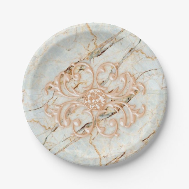 Paper Plates, Rose Marble Plate (Front)