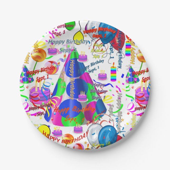 Paper Plates September, 1 Birthday Sept, (Front)