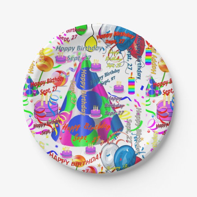 Paper Plates September, 27 Birthday Sept, (Front)