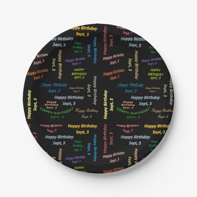 Paper Plates September, 3 Birthday (Front)