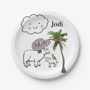 Paper Plates, Sheep Clouds Palm Tree Paper Plate