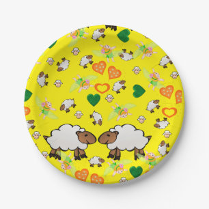 Paper Plates, Sheep Green Hearts Fairy Plate
