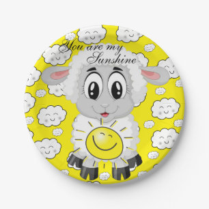 Paper Plates, Sheep Sun Clouds You are my Sunshine Plate
