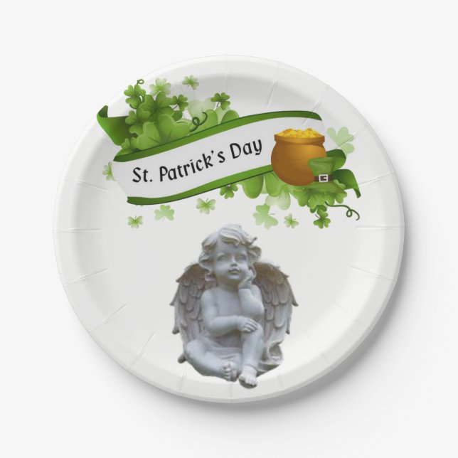 Paper plates St. Patrick's Day Angel (Front)
