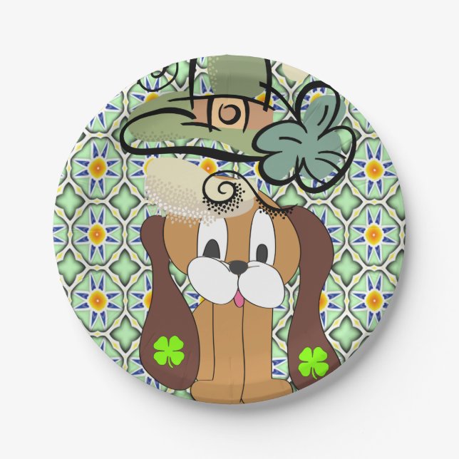 Paper plates St. Patrick's Day Dog (Front)