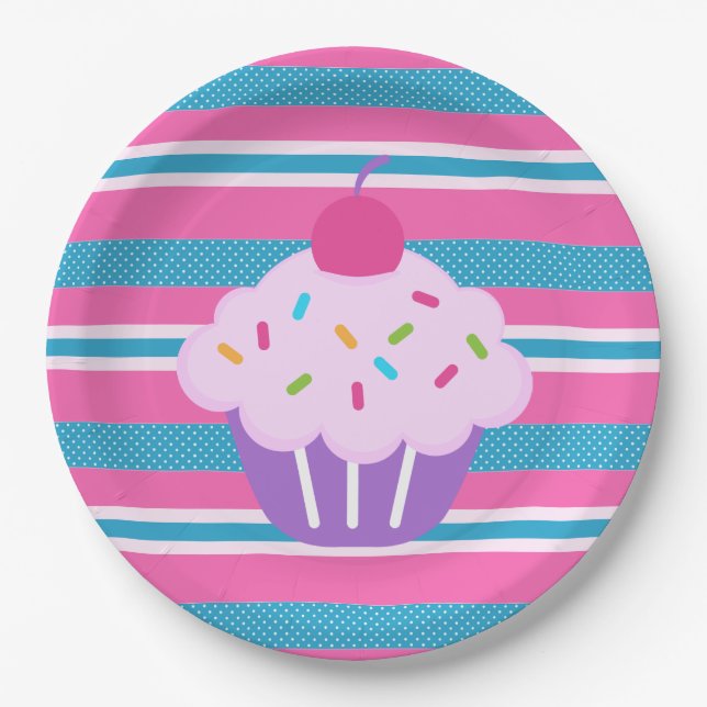 Paper Plates/Stripes with Cupcake Plate (Front)