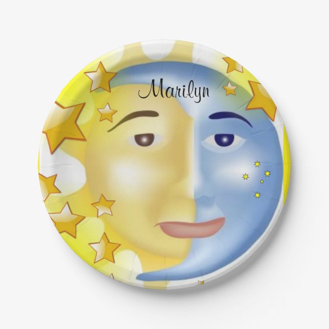 Paper Plates, Sun Moon Stars Paper Plate (Front)