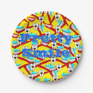 Paper Plates, Teeth Smile Toothpaste Plate