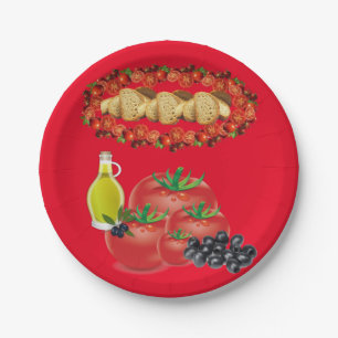 Paper Plates, Tomato Ketchup Bread Olives Paper Plate