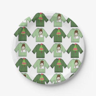 Paper Plates, Ugly Christmas Sweaters Snowman Plate