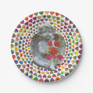 Paper plates Valentine's Day, Angel