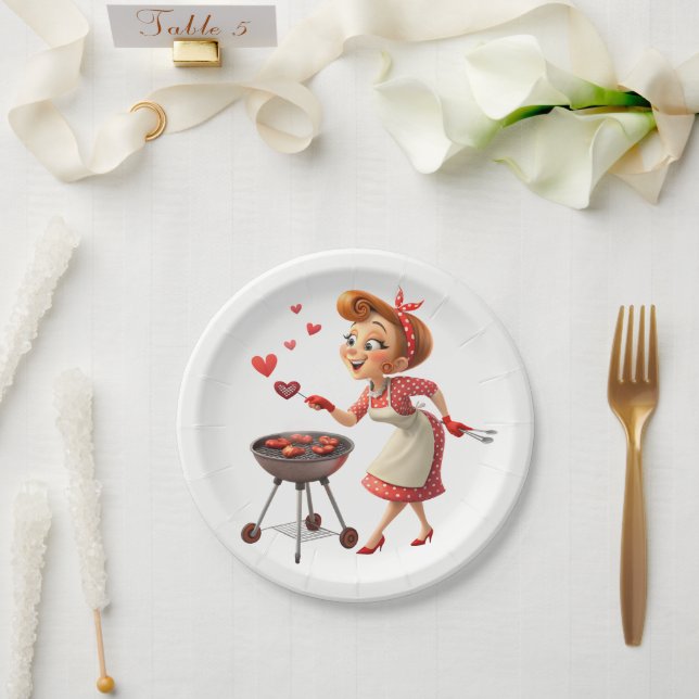 Paper plates Valentine's Day Cooking Red Hearts  (Wedding)