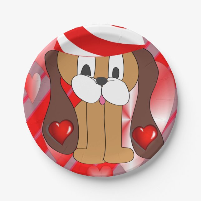 Paper plates Valentine's Day, Dog (Front)