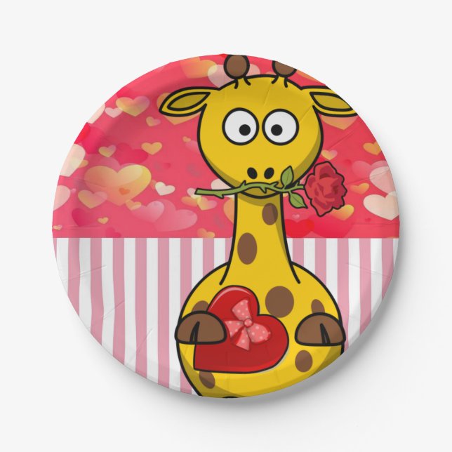 Paper plates Valentine's Day, Giraffe (Front)