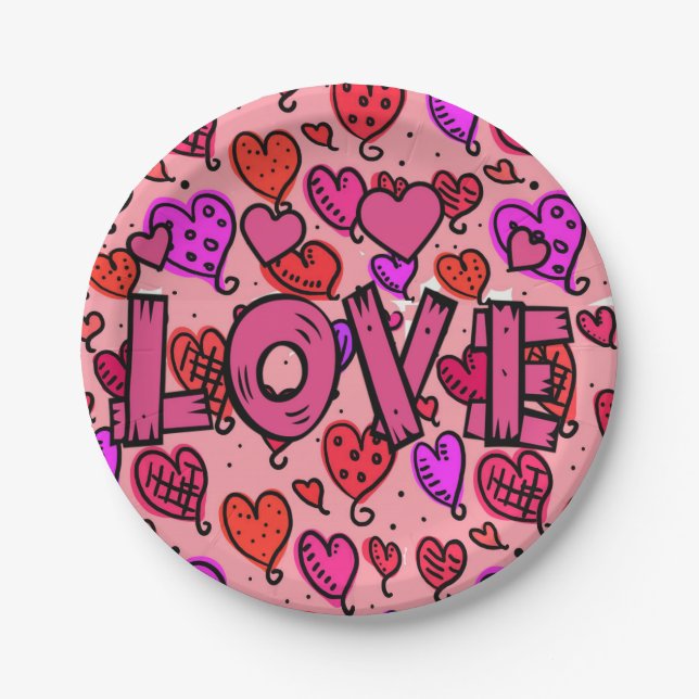 Paper plates Valentine's Day, Love (Front)