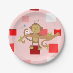 Paper plates Valentine's Day, Monkey