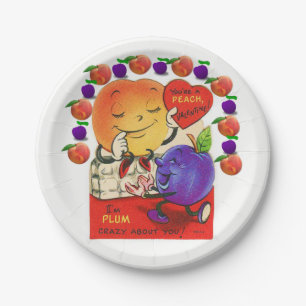 Paper plates Valentine's Day Peach Plum