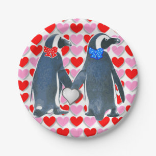 Paper plates Valentine's Day, Penguin