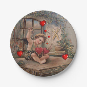 Paper plates Valentine's Day, Vintage