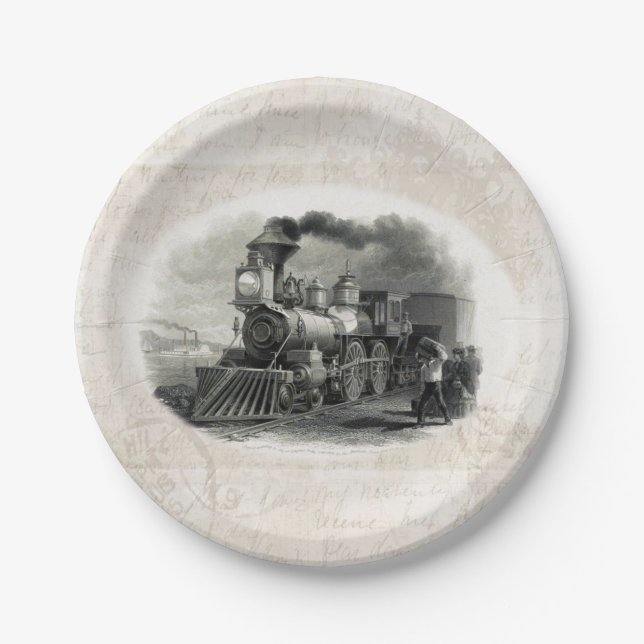 Paper Plates, Vintage Train Paper Plate (Front)