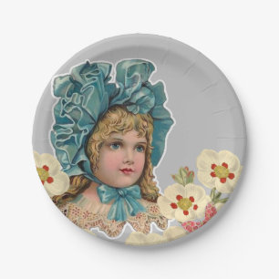 Paper Plates, Vintage Woman Floral Flowers Plate