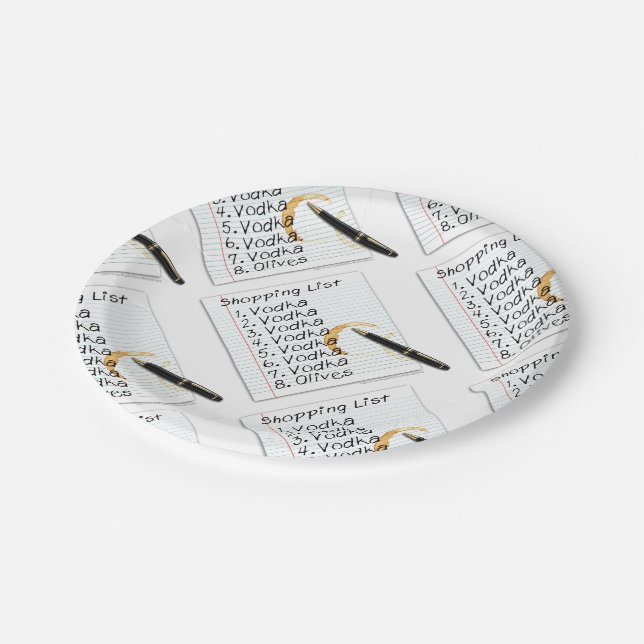 PAPER PLATES - VODKA SHOPPING LIST (Angled)