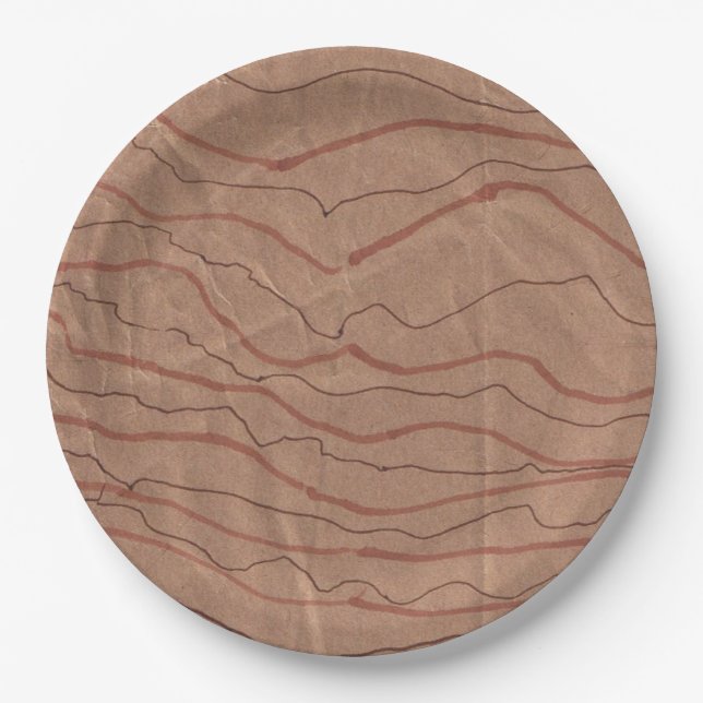 Paper Plates with a Brown Marbled Design (Front)