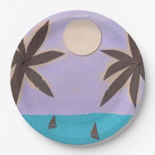 Paper Plates with a Palm Tree Design