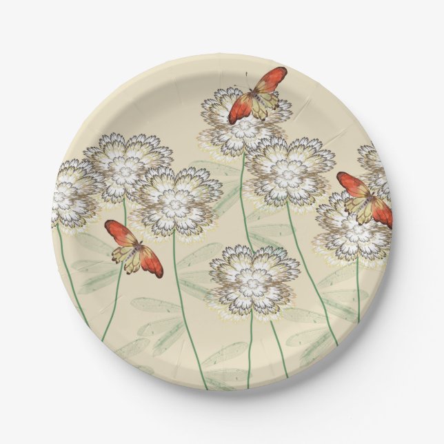 Paper Plates with Digital Floral Design (Front)