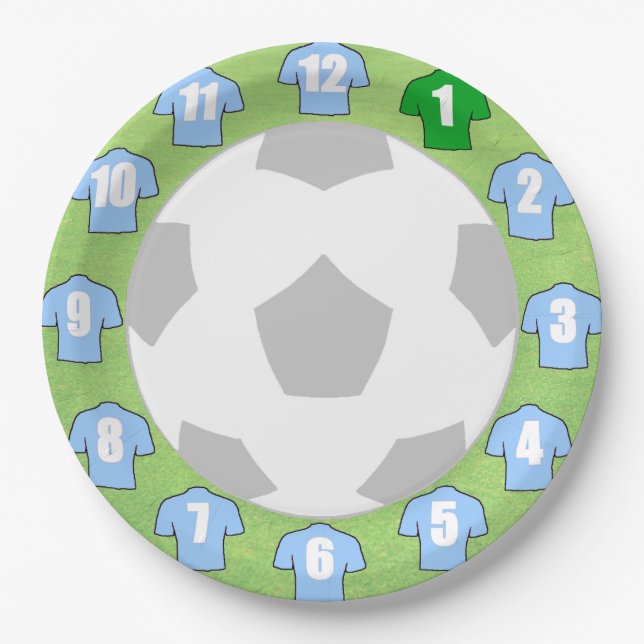 Paper Plates with Light Sky Blue Sport Shirts (Front)