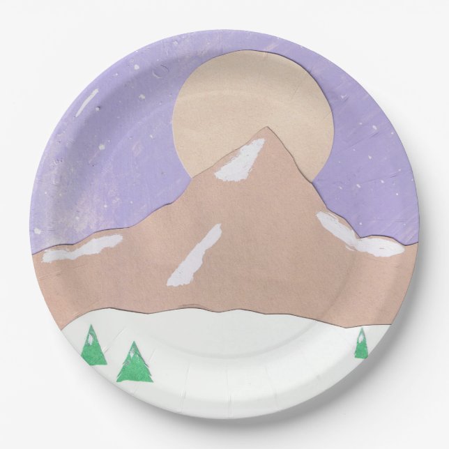 Paper Plates with Mountain Scene (Front)