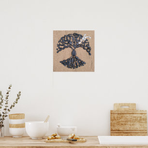 paper poster tree of life pebbles stones beach