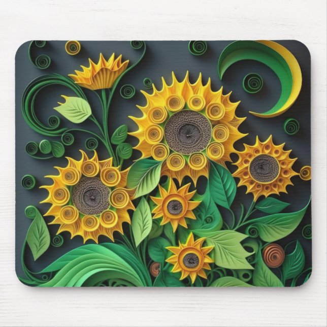 Paper Quill Sunflowers Mouse Pad (Front)