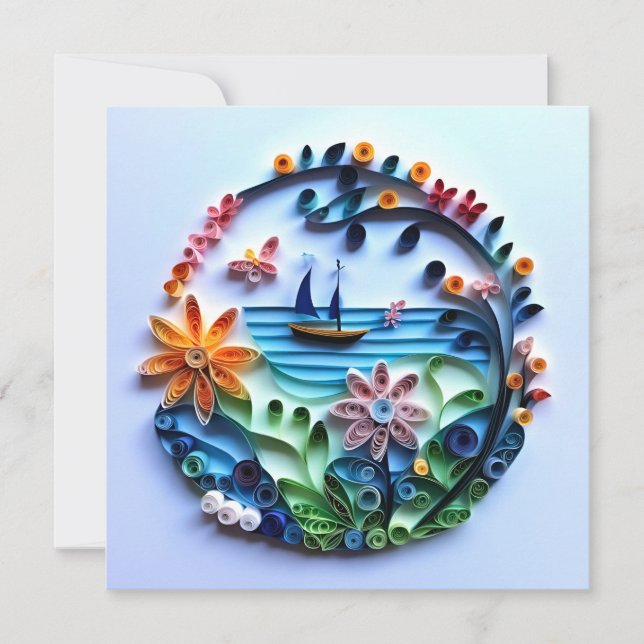Paper Quilled Craft Flat Notecard (Front)