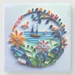 Paper Quilled Craft Stone Coaster