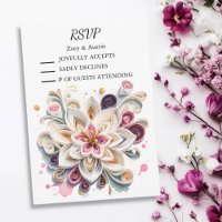 Paper Quilling Flowers Wedding RSVP