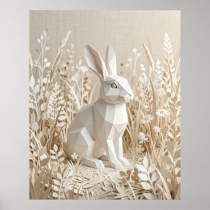 Paper Rabbit Linen Meadow Poster