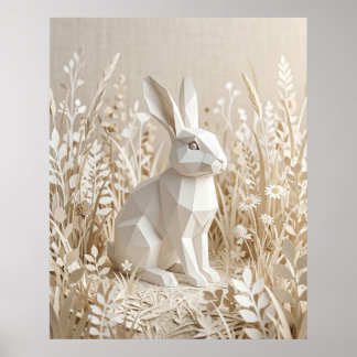 Paper Rabbit Linen Meadow Poster