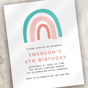 PAPER Rainbow Kid's Birthday Party Invitation