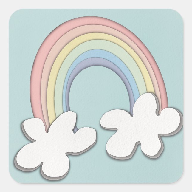 Paper rainbow square sticker (Front)