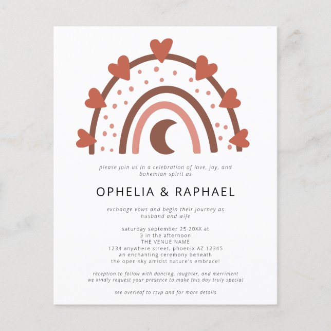 PAPER Rainbow Terracotta QR Code Boho Wedding (Front)