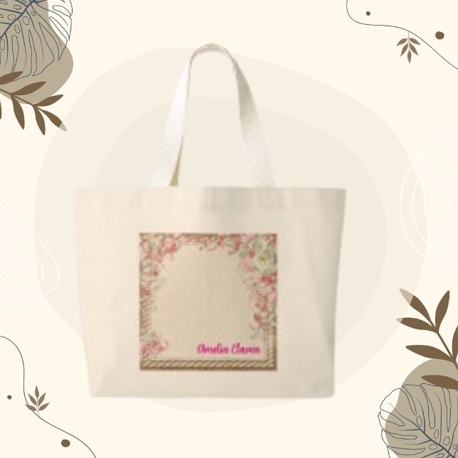 Paper Retro Texture Background, Your Name  Large Tote Bag (Creator Uploaded)